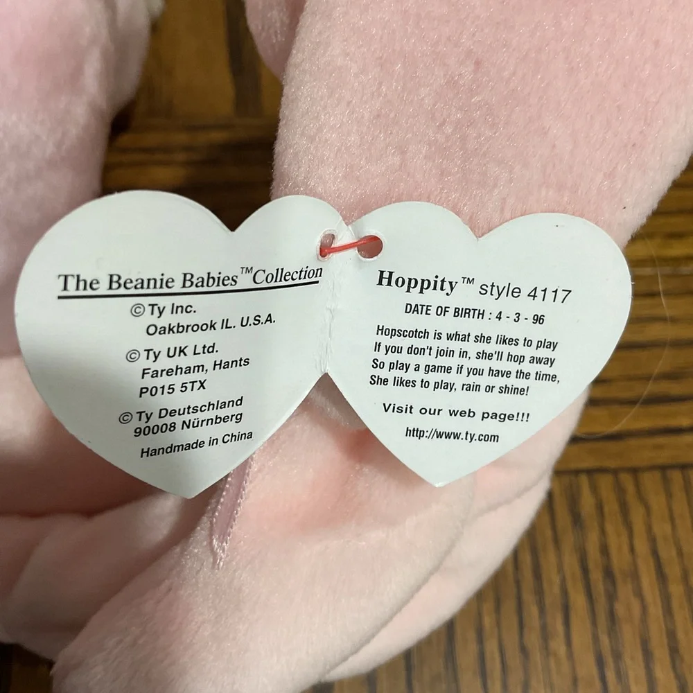 Ty Pink Bunny Duo Plush Set beanie and buddy HOPPITY